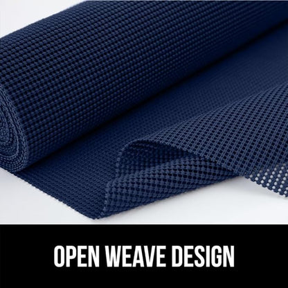 GORILLA GRIP powerGRIP Drawer Shelf and Cabinet Liner, Thick Strong Hold, Non-Adhesive Liners Protect Kitchen Cabinets and Cupboard, Bathroom Drawers, Easy Install, Breathable Mat, 12" x30', Navy Blue