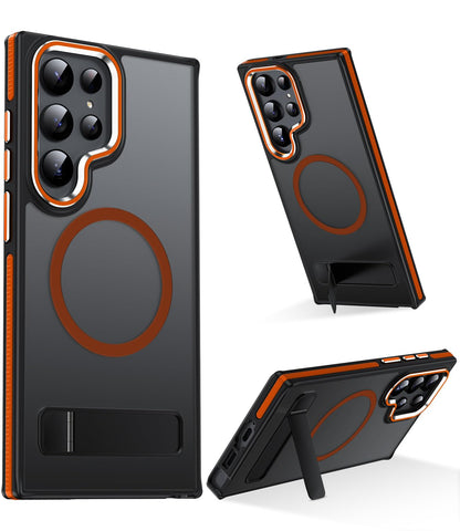 Makavo Magnetic For Samsung Galaxy S23 Ultra Case With Stand, Compatible With Magsafe, Slim Translucent Matte Military-Grade Dro