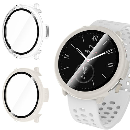 Wd&Cd 2 Pack Case Compatible For Amazfit Active 2 White+Clear, Hard Pc Case With Tempered Glass Screen Protector Compatible With