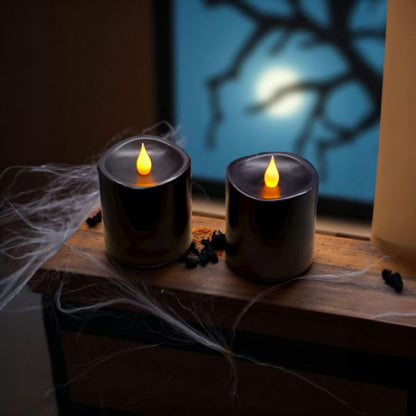 Black Flameless Led Candles 3 Inch Diameter Real Wax 2Aa Battery Operated 600Hr+ Flickering Candles With Timer Remote Control Fo