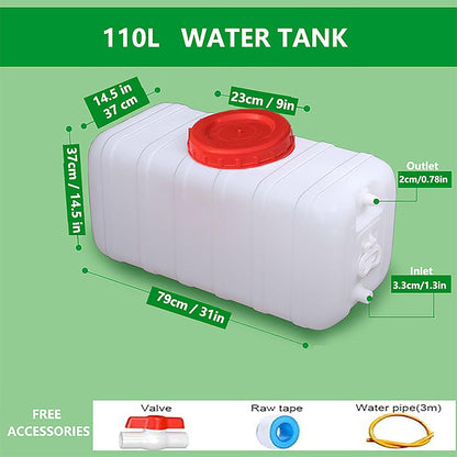 Large Capacity Water Tank with Spigot for Camping Plastic Water Storage Tank Water Container for Emergency Storage Household Outdoor Camping RV Self-Driving Tour(Size:110L/30gallon)