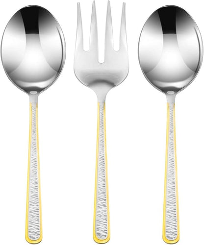 75-Pc Luxury Flatware Set for 12 w/Storage Case 24K Gold Premium Dining Cutlery Service - 18/10 Surgical Stainless Steel Silverware Hostess Serving Set