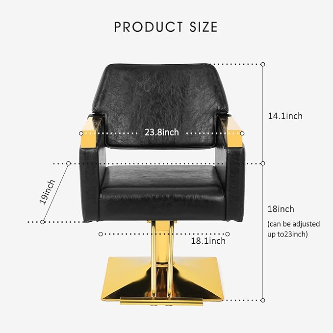 Artist hand Hair Salon Chair, Hydraulic Salon Styling Chair, 360 Degrees Rolling Swivel Barber Chair, Beauty Salon Equipment for Hair Stylist Max Load 330 Lbs, Black and Gold