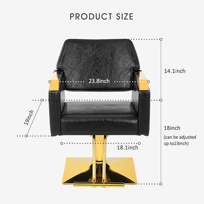Artist hand Hair Salon Chair, Hydraulic Salon Styling Chair, 360 Degrees Rolling Swivel Barber Chair, Beauty Salon Equipment for Hair Stylist Max Load 330 Lbs, Black and Gold
