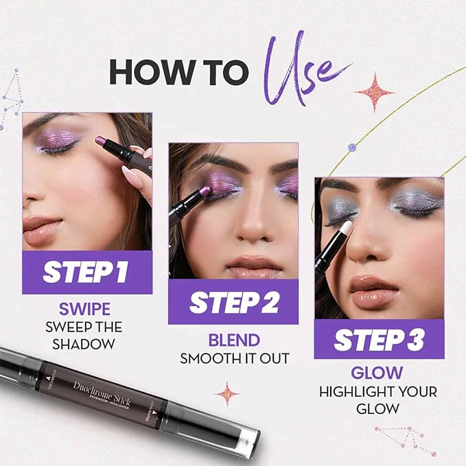 CHARMACY Multichrome 2 in 1 Cream Eyeshadow Stick, Waterproof Eye Brightener Highlighter Stick Makeup, High Pigmented, Smudge-Proof, Vegan & Cruelty-Free (#901)