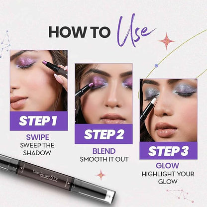 CHARMACY Multichrome 2 in 1 Cream Eyeshadow Stick, Waterproof Eye Brightener Highlighter Stick Makeup, High Pigmented, Smudge-Proof, Vegan & Cruelty-Free (#901)