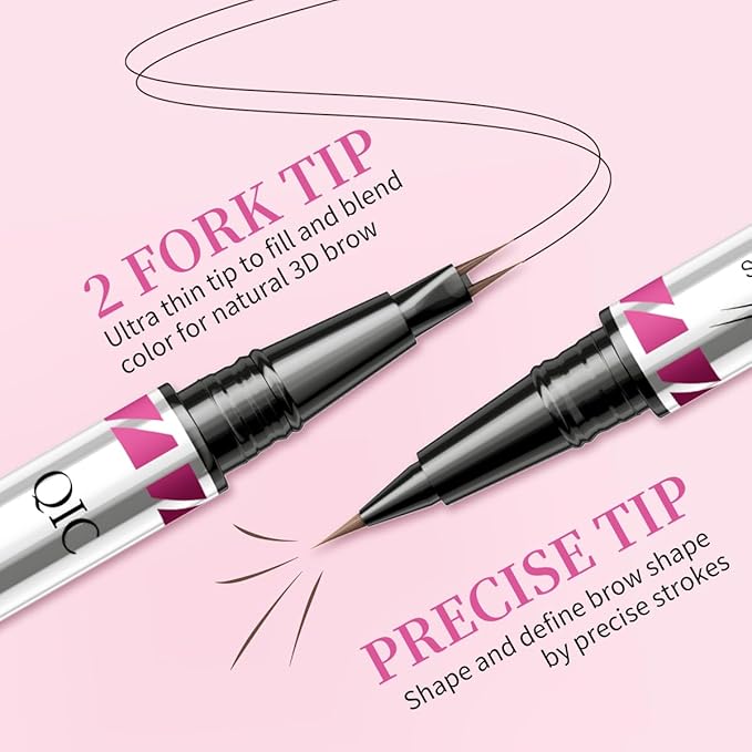 Eyebrow Pencils for Women, 2-in-1 Dual-Ended Microblading Eyebrow Pencil Waterproof with 2 Fork Tip and Spoolie Brush for Hair-Like Natural Brows Eyebrow pen, Non-Dry, Last All-Day (Black Brown)