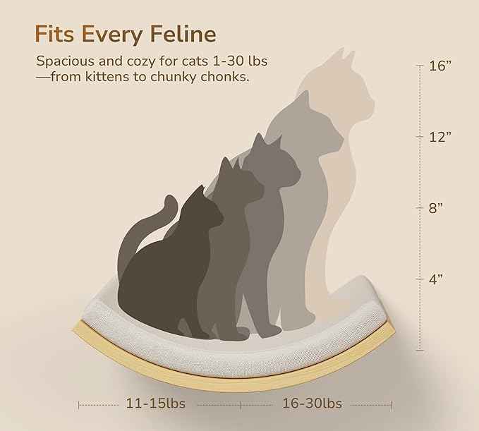 Cat Wall Shelf with Curved Hammock Bed, Wall Mounted Cat Perch with Beige Soft Foam Cushion, Floating Wall Furniture for Climbing, Sleeping & Lounging