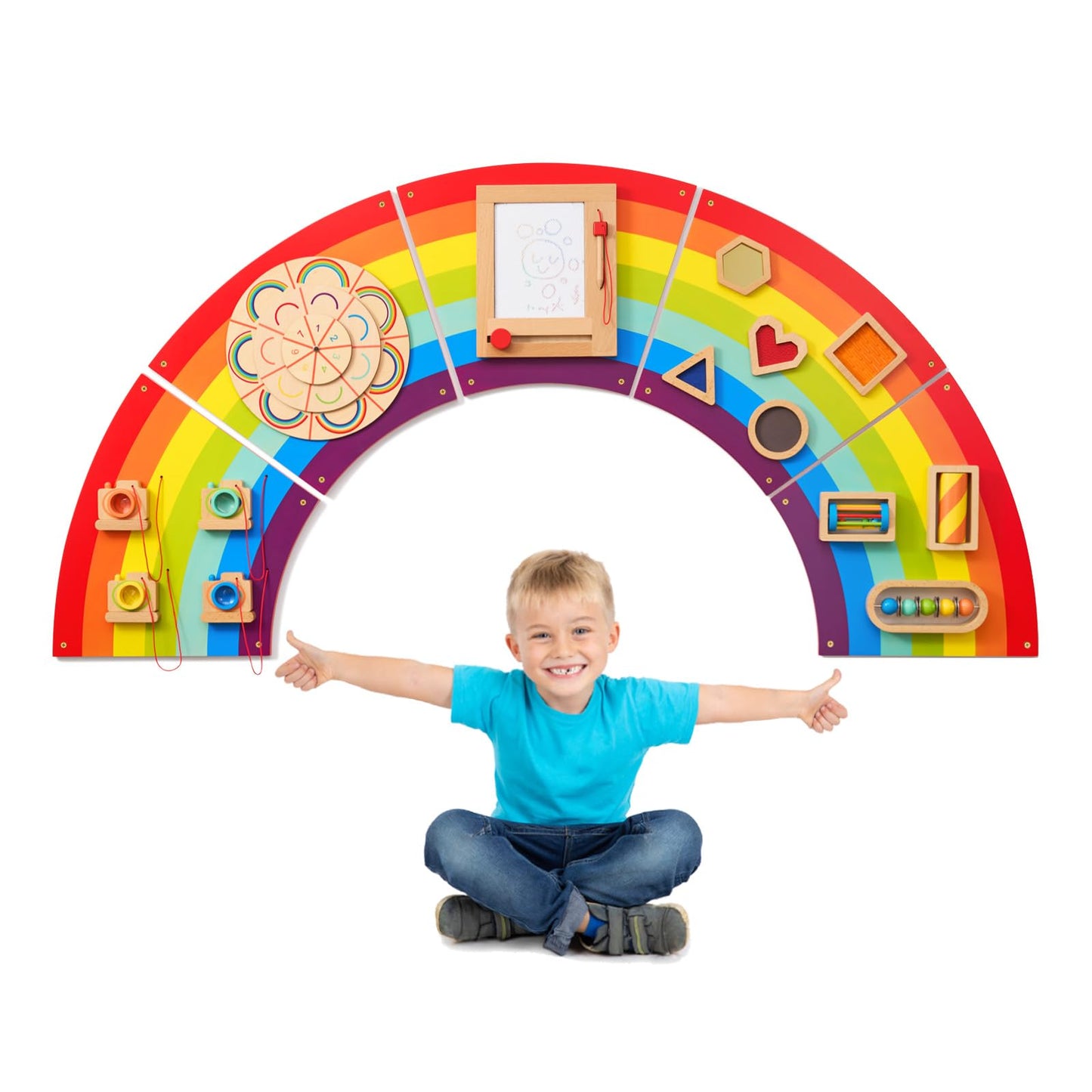Monläurd® Wooden Train Activity Wall Panel for Kids, Sensory Wall Toy, Activity Cube, Wall Toys for Toddlers 1-3, Playroom Toys, Daycare Furniture, Montessori Busy Board