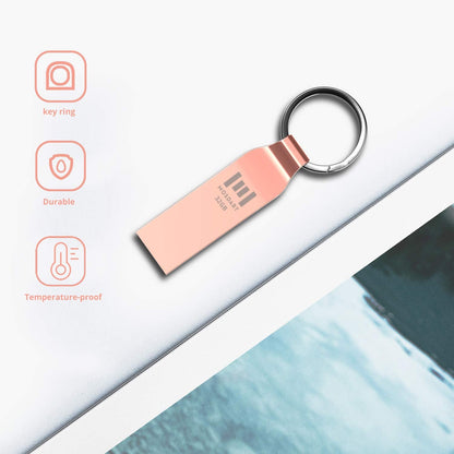 Mosdart Waterproof 32Gb Usb2.0 Flash Drive, Fat32 Metal Memory Stick With Keychain, For System Back, Data Storage, Rose Gold(Pac