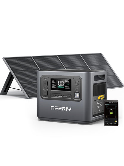 Aferiy Solar Generator P210 With 200W Solar Panel 2400W Portable Power Station 2048Wh | Ac Output With 120V,2400W,Solar Generato