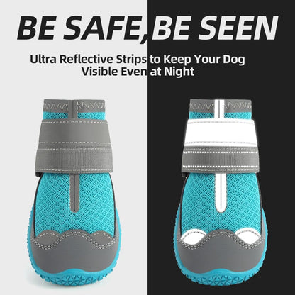 Dog Shoes for Large Dogs, Medium Dog Boots & Paw Protectors for Hardwood Floors, Outdoor Dog Booties for Hot Pavement Winter Snow Hiking, Breathable Dog Shoes with Reflective Strips Size 5