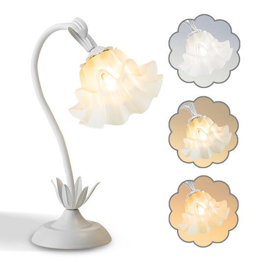 Flower Table Lamp,LED Reading Light Bedside Vintage Flower Night Light,3 Colors Modes Kawaii Bedside Lamps Decor,Living Room Bedroom Room Lighting Table Lamps Home Decoration (Green)