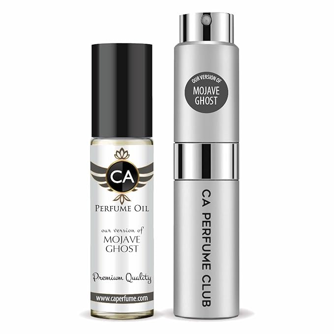 CA Perfume Duo Impression of Mojave Ghost For Women And Men Perfume Layering Set Long Lasting Travel Size EDP + Body Oil Roll-On Bottle 0.27 Fl Oz+0.33 Fl Oz