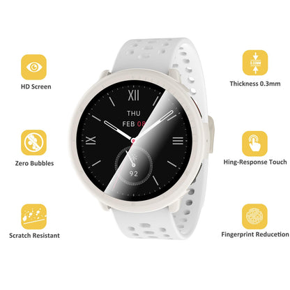 Wd&Cd 2 Pack Case Compatible For Amazfit Active 2 White+Clear, Hard Pc Case With Tempered Glass Screen Protector Compatible With