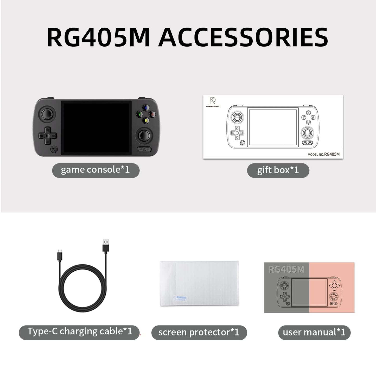 Retro Handheld Game Aluminum Alloy, Android 12 Built-in 128G TF Card 3172 Games,4 inch IPS Touch Screen with Game Front-end,RG405M Supports OTA Wireless Upgrade