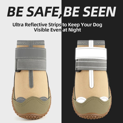 Dog Shoes for Large Dogs, Medium Dog Boots & Paw Protectors for Hardwood Floors, Outdoor Dog Booties for Hot Pavement Winter Snow Hiking, Waterproof Dog Shoes with Reflective Strips Size 6
