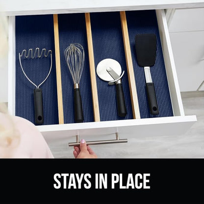 GORILLA GRIP powerGRIP Drawer Shelf and Cabinet Liner, Thick Strong Hold, Non-Adhesive Liners Protect Kitchen Cabinets and Cupboard, Bathroom Drawers, Easy Install, Breathable Mat, 12" x30', Navy Blue