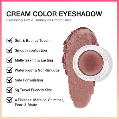Single Cream Eye Shadow,Cocoa Shimmer Glitter Natural Nude Monochrome Eyeshadow Palette,Waterproof,Long Lasting Naturing-Looking,Vegan & Cruelty-Free,21