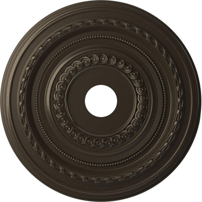 22Od X 3 1/2Id X 1P Cole Thermoformed Pvc Ceiling Medallion (Fits Canopies Up To 6), Metallic Dark Bronze