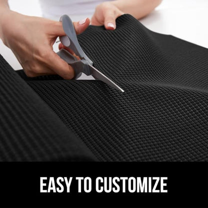 GORILLA GRIP powerGRIP Drawer Shelf and Cabinet Liner, Thick Strong Hold, Non-Adhesive Liners Protect Kitchen Cabinets and Cupboard, Bathroom Drawers, Easy Install, Breathable Mat, 17.5" x30', Black