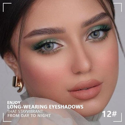 Kaely Powder Eyeshadow Quad, Matcha Green Matte Glitter Eyeshadow Palette Makeup, Neutral Eye Shadow Palette for Older Women Pigmented Waterproof, sombras para ojos, Blendable, Cruelty-free, 12