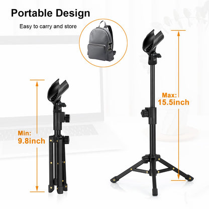 Jctriway Tabletop Mic Stand, Adjustable Desktop Microphone Stand With Mic Clip And 5/8 Male To 3/8 Female Screw For Most Microph