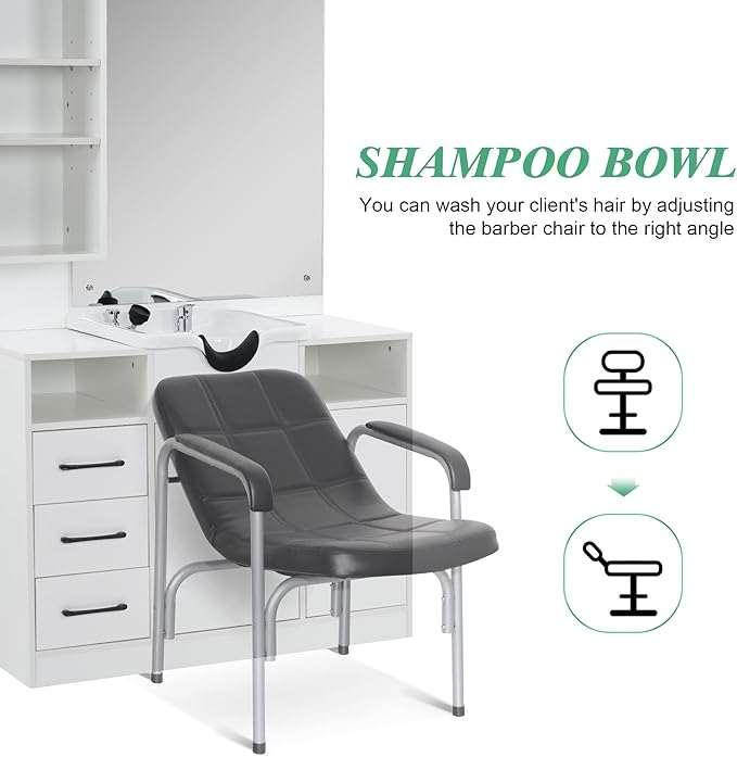BarberPub Wall Mount Cabinet Barber Station with Mirror and Shampoo backwash Bowl Barbershop Salon Equipment 3140 (White)