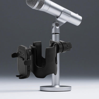 2-In-1 Mic Stand Cup Phone Holder, Black Universal Bottle Phone Holder Microphones Accessories For Concert Hall Recording Studio