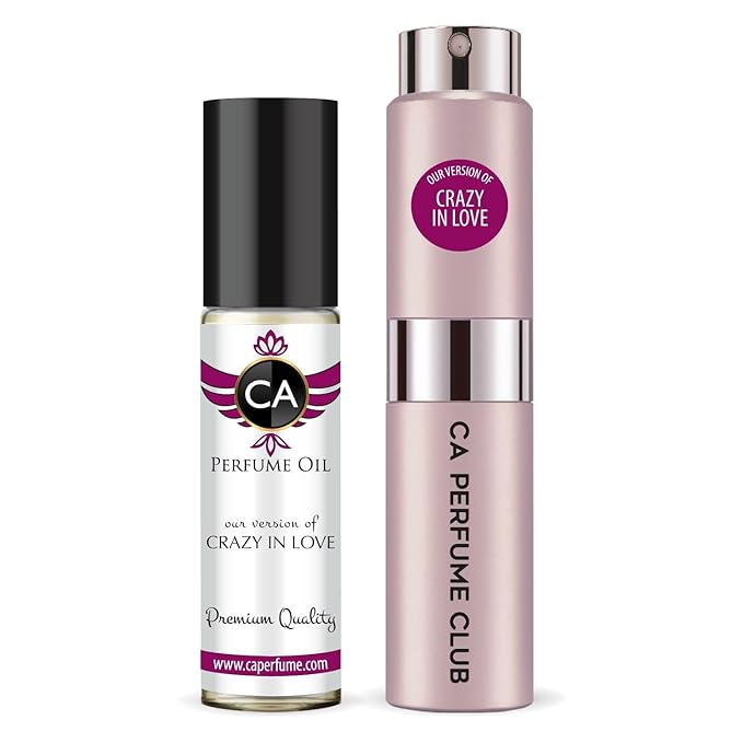 CA Perfume Duo Impression of Crazy In Love For Women Perfume Layering Set Long Lasting Travel Size EDP + Body Oil Roll-On Bottle 0.27 Fl Oz+0.33 Fl Oz