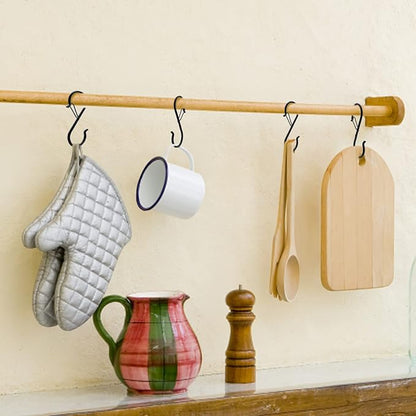 20 Pack S Hooks for Hanging, 3.5 Inch S Hooks Heavy Duty for Hanging Clothes Plants Black S Shaped Hooks with Safety Buckle Kitchen Pot Rack Closet Hooks for Kitchen Utensil, Pots, Pans