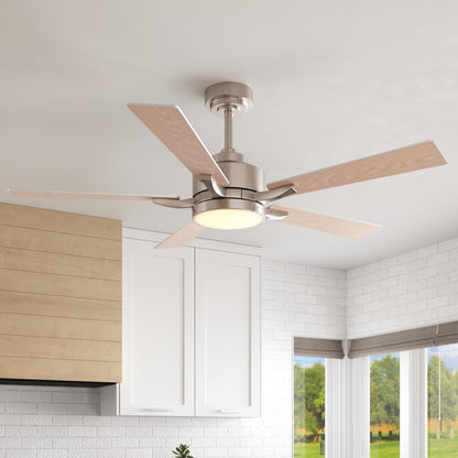 Ludomide Ceiling Fan With Light, 52 Modern Low Profile Ceiling Fan With Light, Dc Reversible Motor, Smart App & Remote Control,