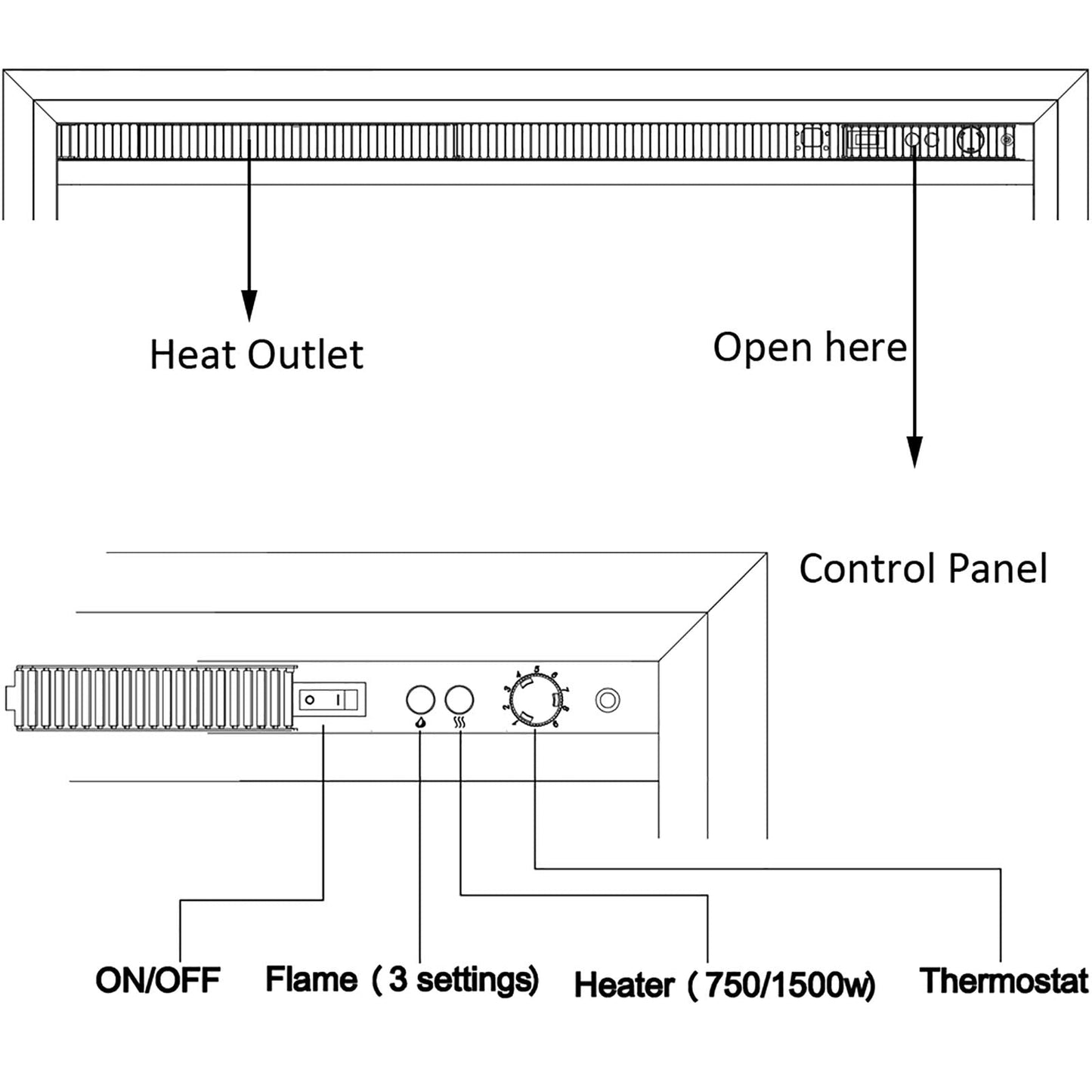 Richflame 30 Inches, Edward Electric Fireplace Insert With Fire Crackling Sound, Weathered Concrete Interior, Remote Control, 75