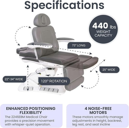 Premium Facial Bed for Esthetician, Electric Med Spa Chair with 120° Rotation, Built-in Foot Controls, Medical-Grade Microfiber, 2-Year Warranty, Memory Functions - 2246EBM, Sand