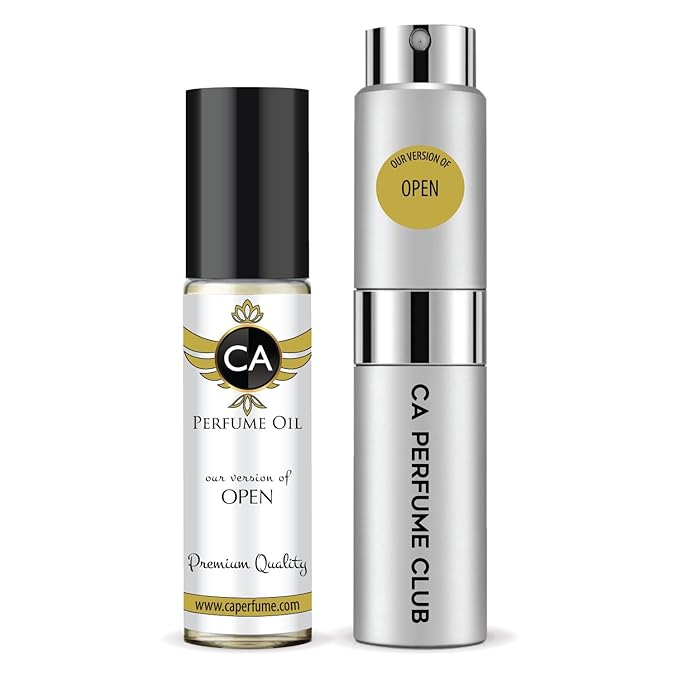 CA Perfume Duo Impression of Open For Men Perfume Layering Set Mens Cologne Long Lasting Travel Size EDP + Body Oil Roll-On Bottle 0.27 Fl Oz+0.33 Fl Oz