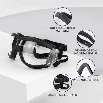 Pack of 2 Dog Goggles Dog Sunglasses for Medium to Large Breed Anti-UV Eye Protection with Adjustable Straps- Silver & Transparent