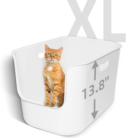 Extra Large High Sided Litter Box,22.6"×14.8"×13.8" XL Cat Litter Box for Indoor Cats,Jumbo Cat Box for Big Cats,Open Top Tall Litter Pan with High Wall,Easy to Clean,Anti-Splashing Design