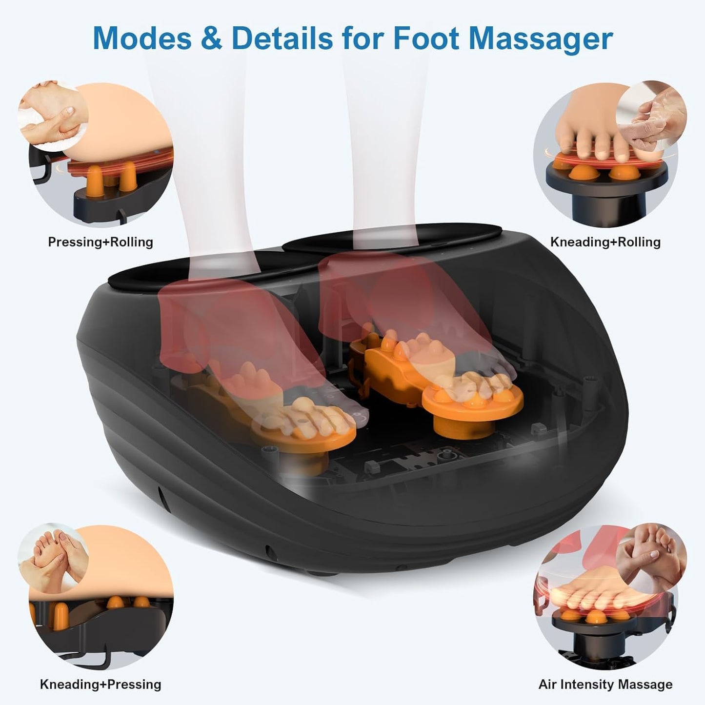 Wertyi Foot Massager Machine, Shiatsu Foot Massager With Heat, Remote Control, Multiple Massage Modes & Adjustable Intensity, De