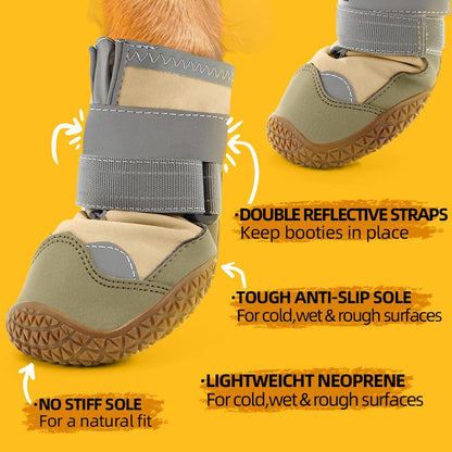 Dog Shoes for Large Dogs, Medium Dog Boots & Paw Protectors for Hardwood Floors, Outdoor Dog Booties for Hot Pavement Winter Snow Hiking, Waterproof Dog Shoes with Reflective Strips Size 8
