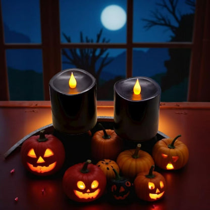 Black Flameless Led Candles 3 Inch Diameter Real Wax 2Aa Battery Operated 600Hr+ Flickering Candles With Timer Remote Control Fo