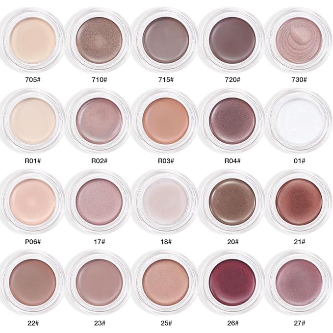 Single Cream Eye Shadow,Cocoa Shimmer Glitter Natural Nude Monochrome Eyeshadow Palette,Waterproof,Long Lasting Naturing-Looking,Vegan & Cruelty-Free,21