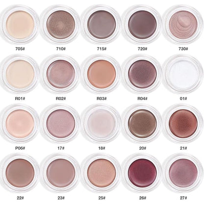 Single Cream Eye Shadow,Cocoa Shimmer Glitter Natural Nude Monochrome Eyeshadow Palette,Waterproof,Long Lasting Naturing-Looking,Vegan & Cruelty-Free,21