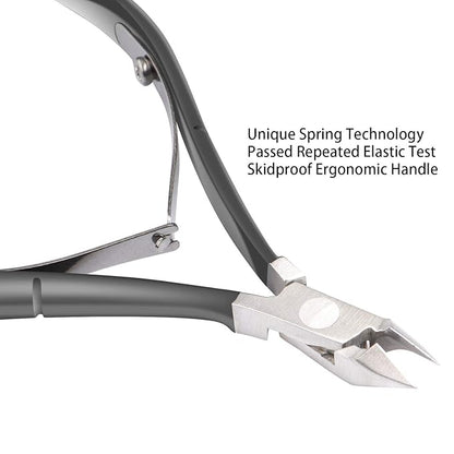 Ejiubas Cuticle Trimmer with Cuticle Pusher Cuticle Nipper Professional Grade Stainless Steel Cuticle Remover Cutter Clipper Durable Pedicure Manicure Tools (Grey)