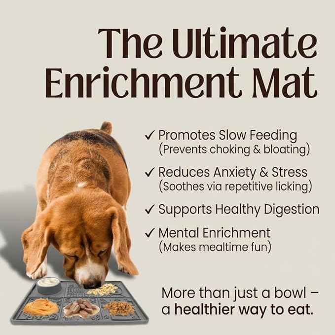 Tails & Tales Large Lick Mat for Dogs & Cats (11.2×16.7 in) with Strong Suction Cups, Slow Feeder Licking Pad for Anxiety Relief, Boredom & Bathing, Dog Enrichment Toy for Peanut Butter Yogurt (Blue)