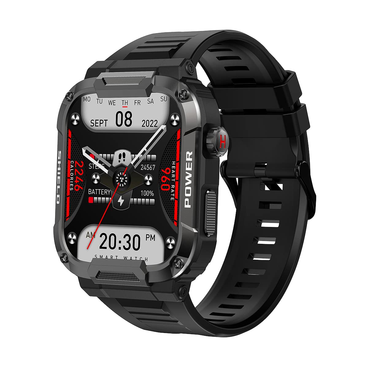 Yoimjoyfun Mens Smartwatch, 1.85-Inch Large Display, Android-Enabled Smart Fitness Watch, Takes And Makes Calls (Black)