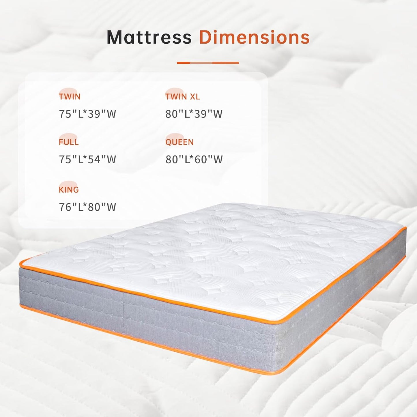 10 Inch Hybrid Mattress, Twin Size, Innerspring Bed Mattress, Memory Foam, Pressuer Relief and Breathable, Bed in a Box CertiPUR-US (Twin)