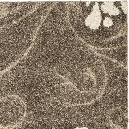 Florida Shag Collection Area Rug - 5'3" X 7'6", Smoke & Beige, Floral Design, Non-Shedding & Easy Care, 1.2-Inch Thick Ideal for High Traffic Areas in Living Room, Bedroom (SG464-7913)