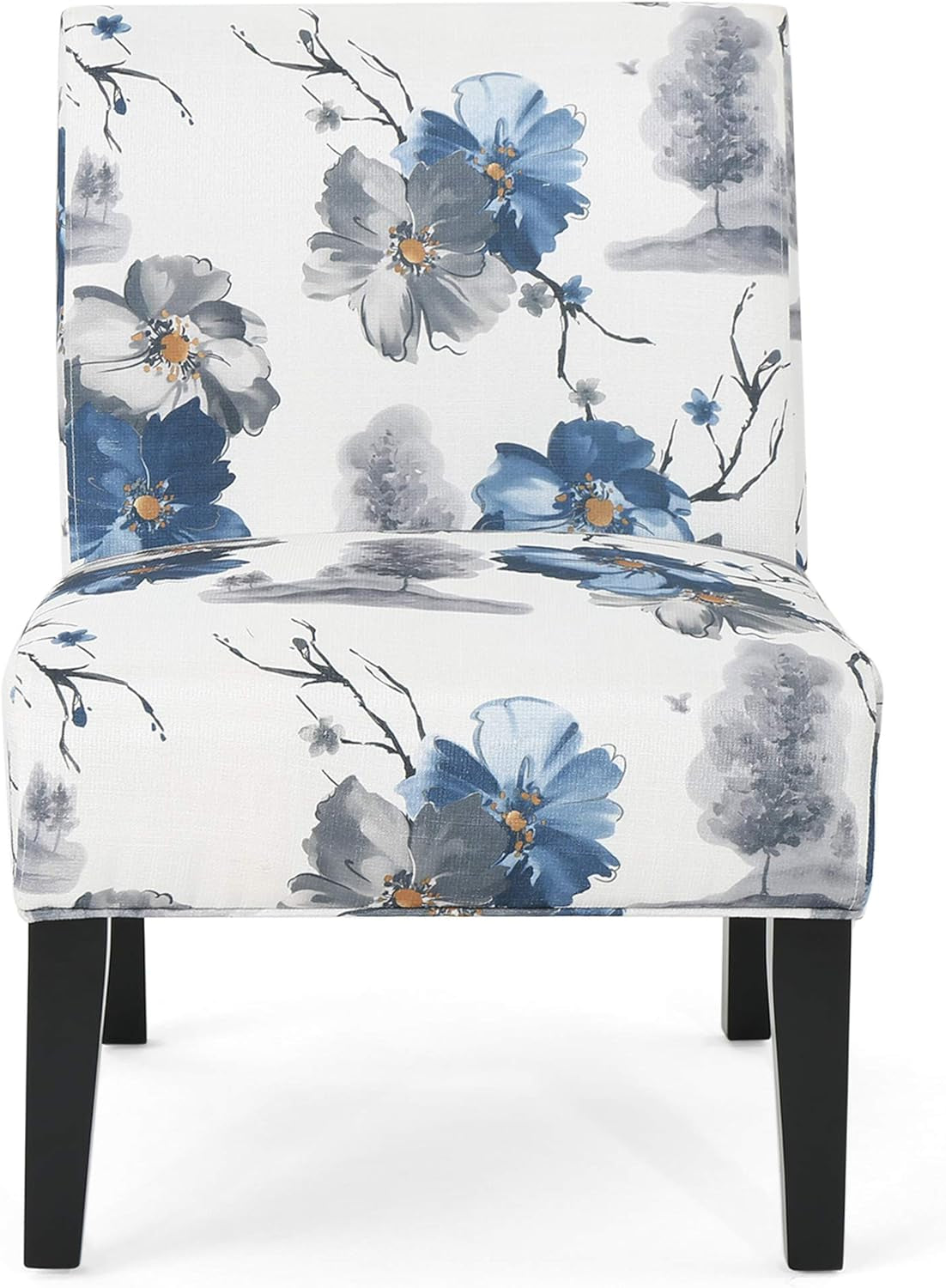 Kendal Traditional Fabric Accent Chair, Print, Matte Black, 22.5D X 29.5W X 32H In