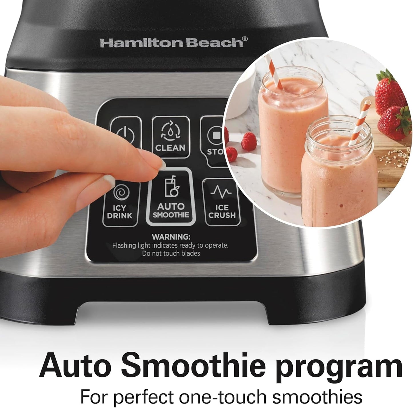 Blender for Smoothies with 5 Functions Including Auto Smoothie Cycle, Wave Action System for Ultra Smooth Results, 850 Watts, 40Oz BPA Free Glass Jar, Stainless Steel (56208)