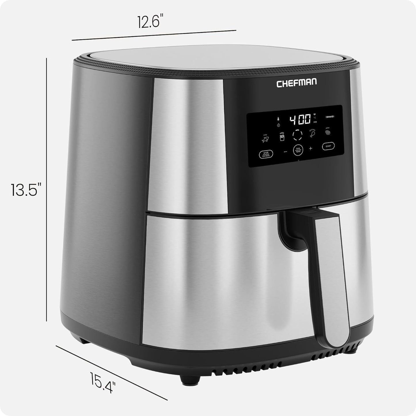 Air Fryer 8 Qt | Turbofry® 4-In-1 with 450°F Hi-Fry Option for Crispier Results | Air Fry, Bake, Dehydrate, Frozen | XL Nonstick Dishwasher-Safe Basket | Stainless Steel